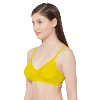 1030-Polyester Cotton Basic Plain Soft Padded T-Shirt Bra With Removable Straps-Mehendi Green