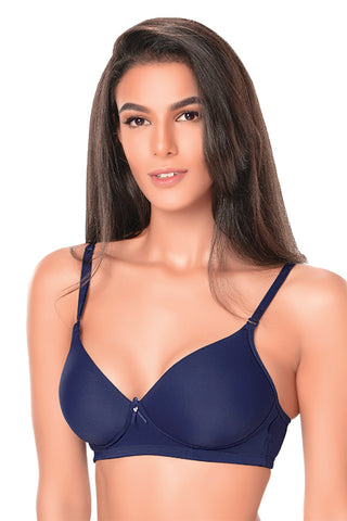 1242  Non Padded T-Shirt  Bra Navy Blue