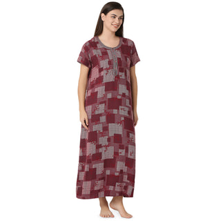 JMF-2160 -Rayon Nighty Regular  Maroon