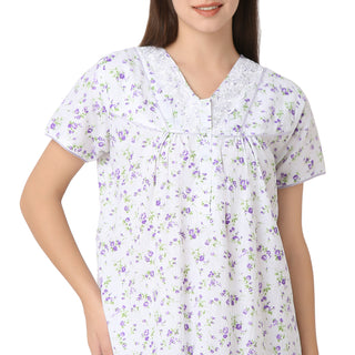 SCR450335 - Cotton Nighty  Regular Purple