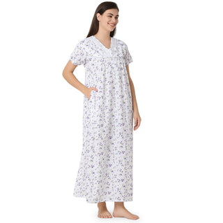 SCR450335 - Cotton Nighty  Regular Purple