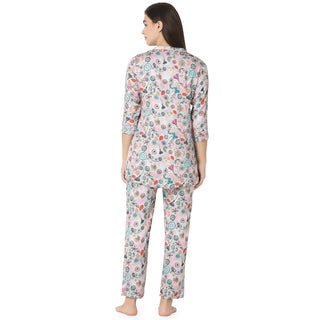 SCR 10785 Reyon Night Suit  Regular Blue