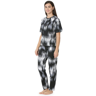 R-CS-19723 Black Abstract Printed-Co-ord Set