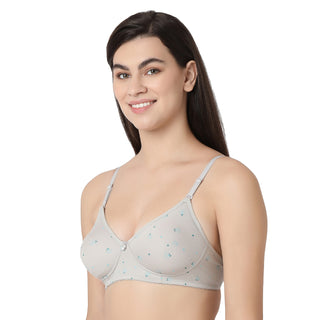 1030-14 -Cotton Printed Non-Padded T-Shirt Bra-Light Grey