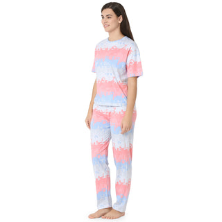 R-CS-19727 Peach Geometric Abstracts Printed -Co-ord Set