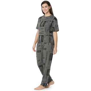 R-CS-19734 Dark Grey Word Play-Co-ord Set