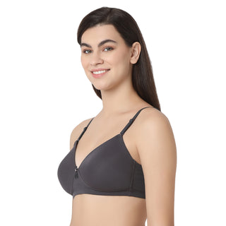 1231-Cotton Padded Wire Free T-Shirt Bra-Dark Grey