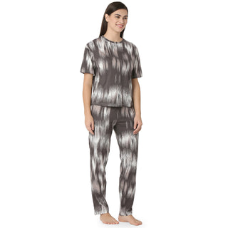 R-CS-19724 Brown Modern Abstract -Co-ord Set