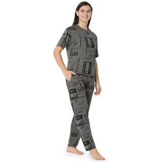 R-CS-19734 Dark Grey Word Play-Co-ord Set