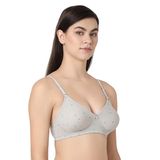 1030-14 -Cotton Printed Non-Padded T-Shirt Bra-Light Grey