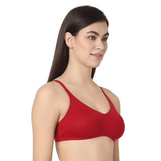 1246-Cotton Non Padded Wire Free T-Shirt Bra-Maroon