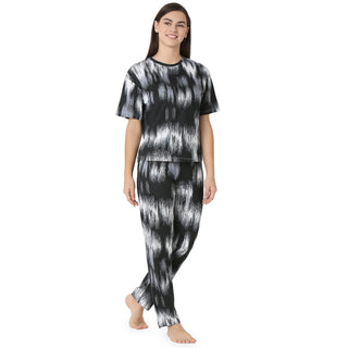 R-CS-19723 Black Abstract Printed-Co-ord Set