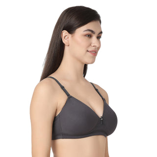 1231-Cotton Non-Padded Wire Free T-Shirt Bra-Dark Grey