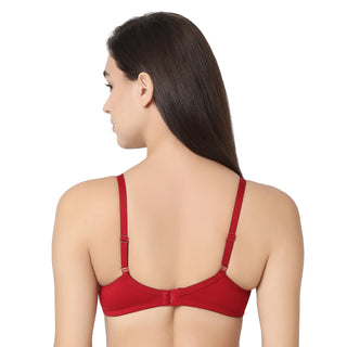 1246-Cotton Non Padded Wire Free T-Shirt Bra-Maroon