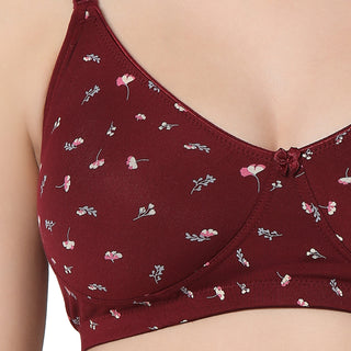 SIMRAN-1  Non Padded Wire Free T-Shirt Bra Maroon