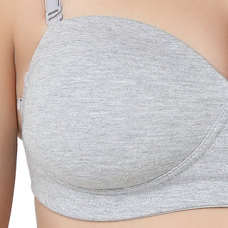 1230- Cotton Plain Mold Padded T-Shirt Bra Grey