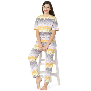 R-CS-19728 Yellow Typography -Co-ord Set