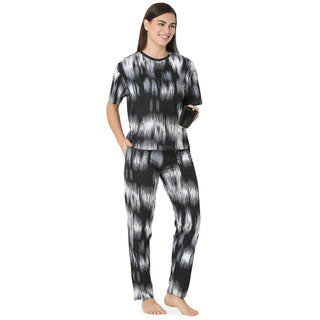 R-CS-19723 Black Abstract Printed-Co-ord Set