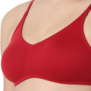 1246-Cotton Non Padded Wire Free T-Shirt Bra-Maroon