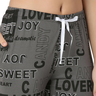 R-CS-19734 Dark Grey Word Play-Co-ord Set