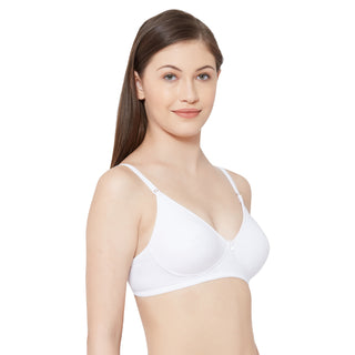 Shikha- Cotton Blend Soft Padded Non-Wired Plain Mold T-shirt Bra  White