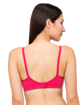 Non Padded Non Wired Cotton Solid Bra Simran Melange Pink