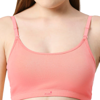 JS 90 -5 Padded Solid Low Impact Sports Bra Peach