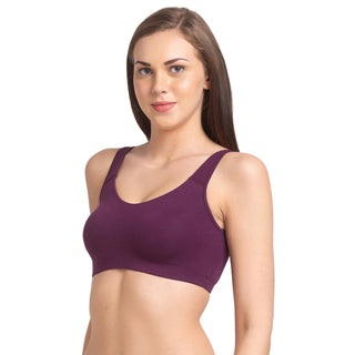 JS 90-Non Padded Solid Low Impact Sports Bra Wine