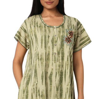 JSS 11007-Cotton Nighty Regular -Mehendi