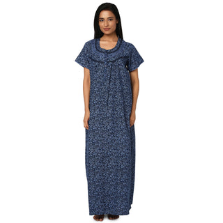 JSS 11058-Cotton Nighty Regular -Navy Blue