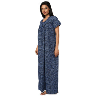 JSS 11058-Cotton Nighty Regular -Navy Blue