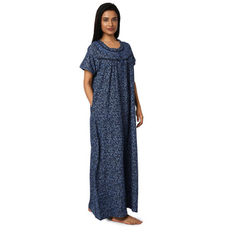 JSS 11058-Cotton Nighty Regular -Navy Blue
