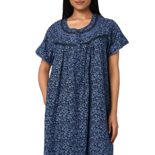 JSS 11058-Cotton Nighty Regular -Navy Blue