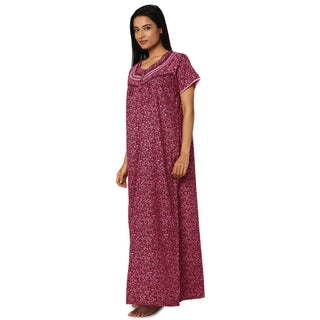 JSS 11058-Cotton Nighty Regular -Rani Pink