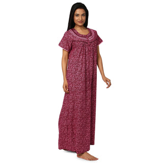 JSS 11058-Cotton Nighty Regular -Rani Pink