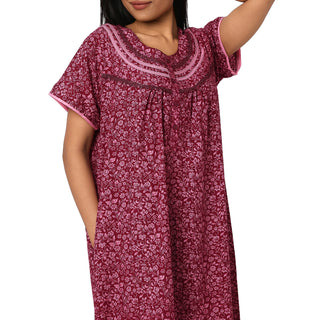 JSS 11058-Cotton Nighty Regular -Rani Pink
