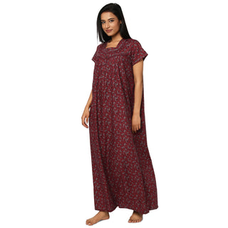 JSS 11087-Cotton Nighty Regular -Maroon