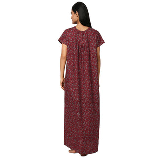JSS 11087-Cotton Nighty Regular -Maroon