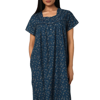 JSS 11087-Cotton Nighty Regular -Peocock Blue