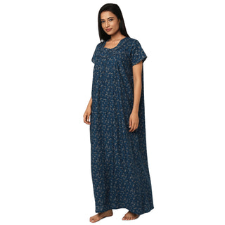JSS 11087-Cotton Nighty Regular -Peocock Blue