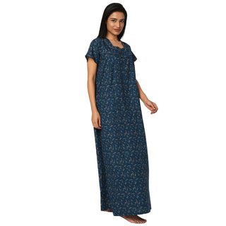 JSS 11087-Cotton Nighty Regular -Peocock Blue