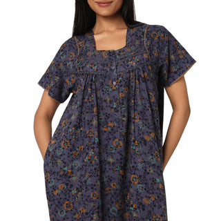 JSS 11092-Cotton Nighty Regular -Blue