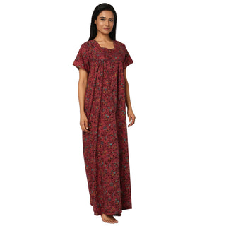 JSS 11092-Cotton Nighty Regular -Maroon
