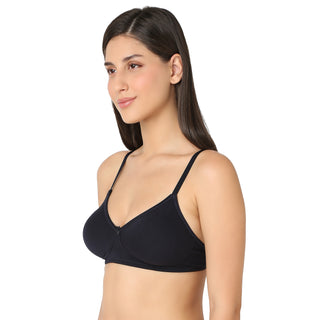 Kajal-Non Padded Non Wired Plain Mold T-Shirt Bra Navy Blue