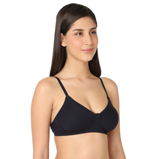 Kajal-Non Padded Non Wired Plain Mold T-Shirt Bra Navy Blue