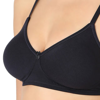 Kajal-Non Padded Non Wired Plain Mold T-Shirt Bra Navy Blue