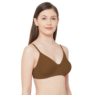 Kajal-Non Padded Non Wired Plain Mold T-Shirt Bra Coffee Brown