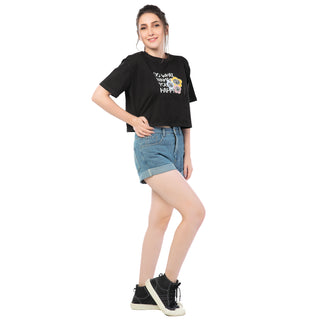 SCT-24030-Cotton Joyful Threads Oversized Crooped T-Shirt  Black