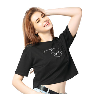 SCT-24029 Cotton Boldly You Oversized Crooped T-Shirt  Black