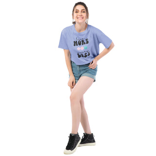 SCT-24017-Cotton Worry Free Oversized Crooped T-Shirt  Blue